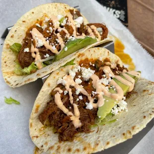 Beef Barbacoa street tacos $6 happy hour