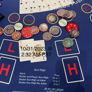 Victory Coin and the Royal Flush Medallion on my jeans belt loop