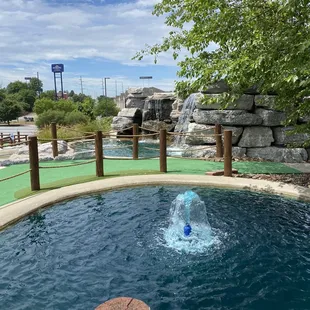 Lots of water features on the mini golf course