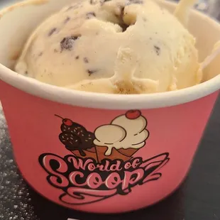 Single scoop of cookie dough ice cream