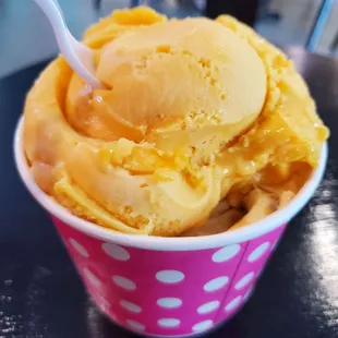 Triple Scoopz ($9.95) with mango sorbet on top