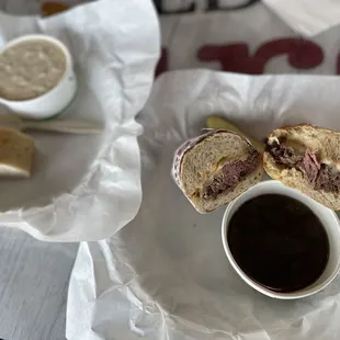 French Dip and Clam Chowder