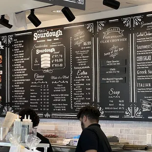 the menu on the wall