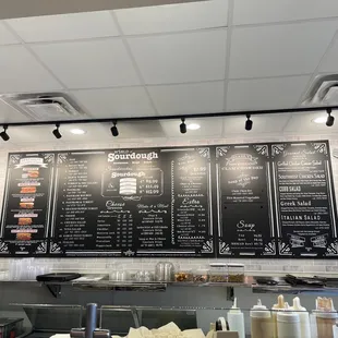 Menu showing various sandwiches they make.