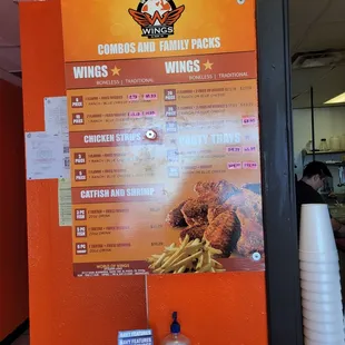 a menu for wings and wings