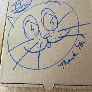 Hand drawn art on takeout box