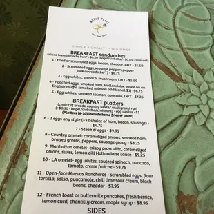 menu