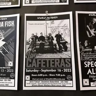 a variety of concert posters