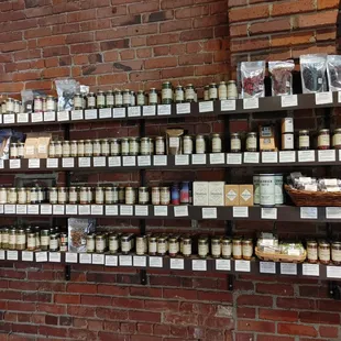 a display of jars of spices