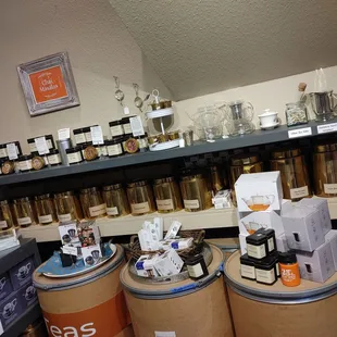 jars of spices on shelves