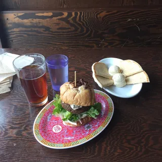 Sweet Onion Stuffed Falafel Burger (V)