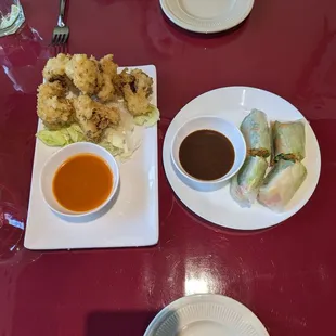 Buffalo Cauliflower and Fresh Spring Rolls... Delicious!