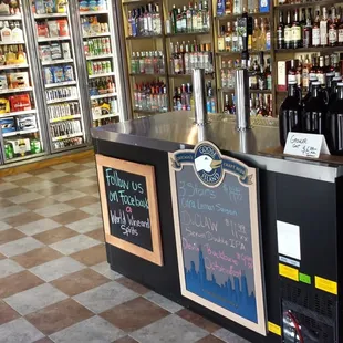 a wine shop counter