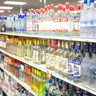 bottles of alcohol on shelves