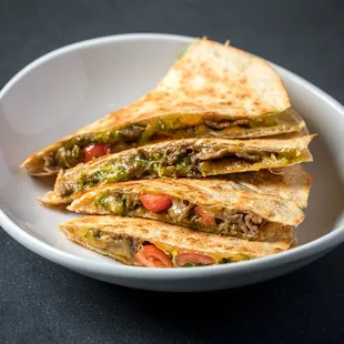 a plate of quesadillas