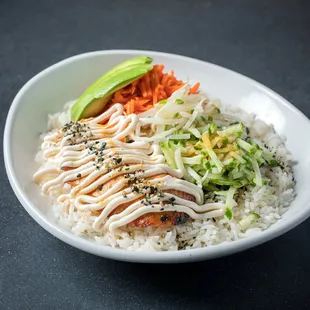 a bowl of rice and vegetables