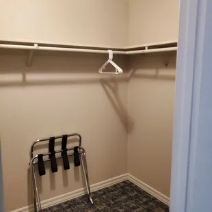 Giant walk in closet in master. Big enough to hold all our suitcases.