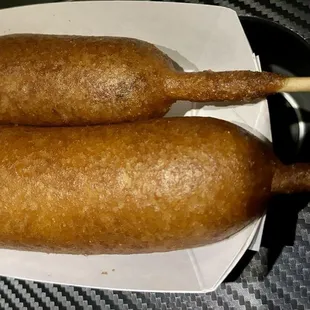 Jalapeño cheddar brat &amp; milky way corn dog