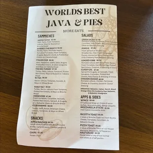 menu