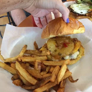 Caribbean burger combo (1/4lb).  It was sooooo delicious!!! Defiantly recommend.