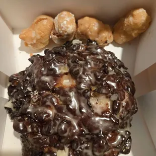 Apple fritter and custard donut holes