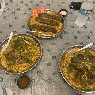 Lamb mandis and kabob platter
