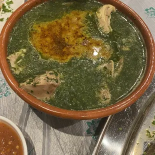 Molokhia (jute mallow) stew. The yummiest item in the menu