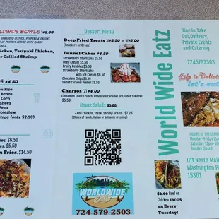 the menu for the restaurant