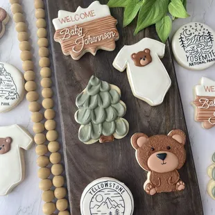 a variety of decorated cookies