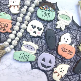 a variety of halloween cookies