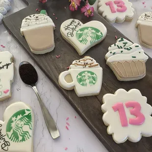 a variety of decorated cookies