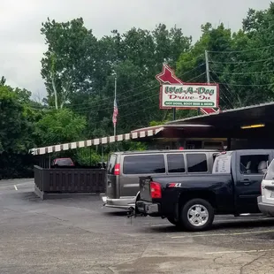 View from the corner,  showing the seating area if you don't want to eat in your car