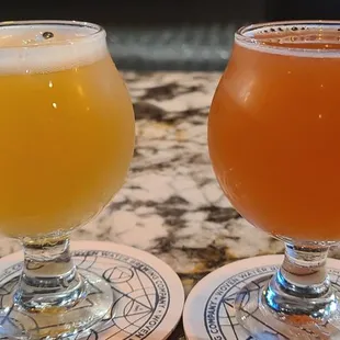 two glasses of beer