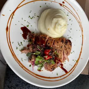 Sesame crusted Ahi Tuna with a side of choice (mashed potatoes)