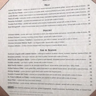 a menu for a restaurant