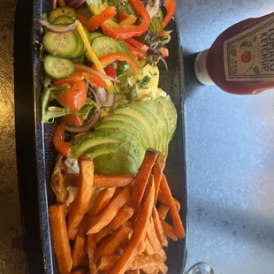 Sweet fries   Avocado Eggs Benedict Greek Salad