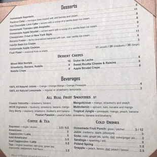 a menu for a restaurant