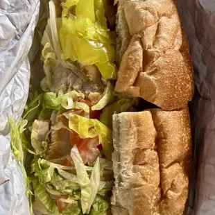 Turkey &amp; Provolone Sandwich with banana peppers