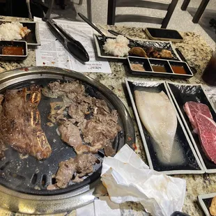 Korean short ribs and beef