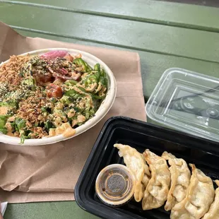 Poke and potstickers