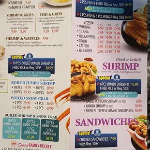 a menu for a seafood restaurant