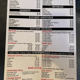menu