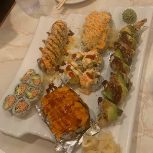 Spicy French California Roll, Dragon Roll were the best but everything else was great.