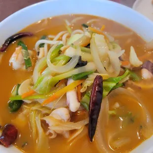 Jjampong - Spicy Seafood Noodle Soup. Delicious!