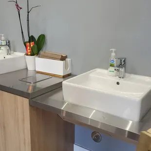 Sinks outside so people can wash their hands easily