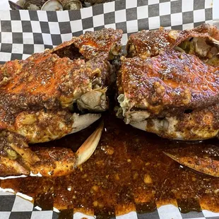 Crab in Cajun sauce.