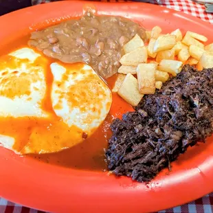 Huevos rancheros + side of barbacoa