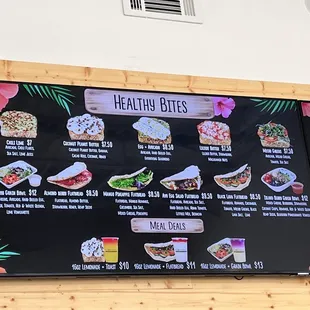 a menu for healthy bites
