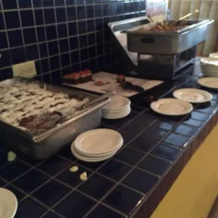 Filthy.... Dirty plates all over the dessert bar.