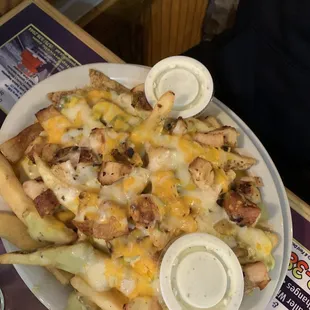 Loaded steak fries with chicken and cheese